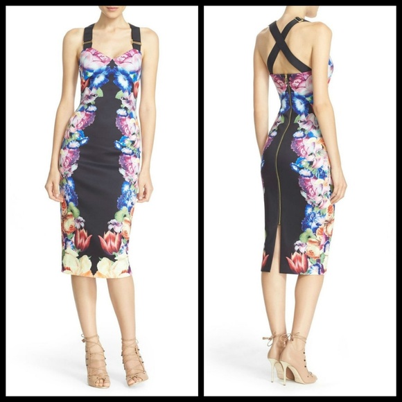 💕TED BAKER💕 Floral Bodycon Midi Dress NWT - Picture 6 of 8
